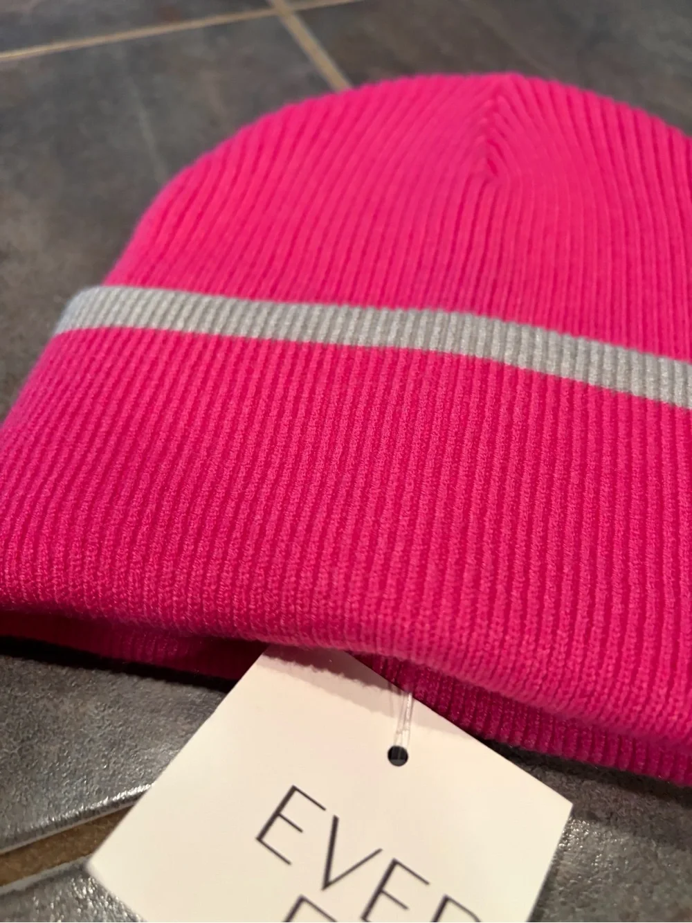 Evereve Hot Pink Bean Skull Cap with Reflective Silver Band